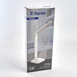 Настольный светодиодный светильник Feron DE1725 10W, 4000K, 100-240V, белый арт.29861
