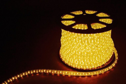 Дюралайт светодиодный Feron LED-F3W 3-х жильный , желтый, 2,88Вт/м 72LED/м 50м 220V арт.26068