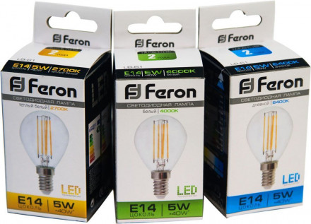 Лампа светодиодная Feron LB-61 Шарик E14 5W 4000K арт.25579
