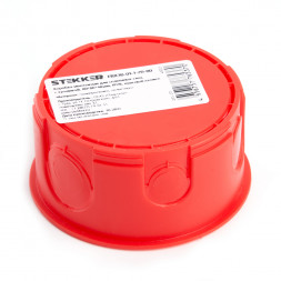 Коробка монтажная для сплошных стен, с крышкой, D80*40мм STEKKER EBX30-01-1-20-80, красный арт.49003