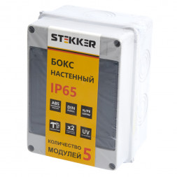 Бокс настенный STEKKER EBX50-1/05-65 5 модулей, пластик, IP65 арт.39189