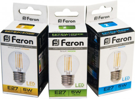 Лампа светодиодная Feron LB-61 Шарик E27 5W 6400K арт.25583