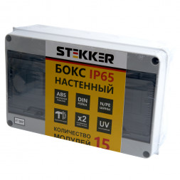 Бокс настенный STEKKER EBX50-1/15-65 15 модулей, пластик, IP65 арт.39192