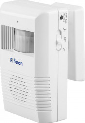 Звонок беспроводной с ИК-датчиком движения Feron 005-B Электрический 36 мелодий белый/серый с питанием от батареек арт.23690