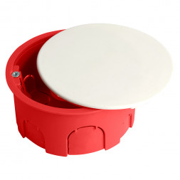 Коробка монтажная для полых стен, с пластиковыми зажимами, с крышкой, D80*40мм STEKKER EBX30-02-1-20-80, красный арт.49006
