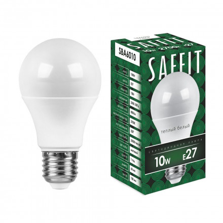 Лампа светодиодная SAFFIT SBA6010 Шар E27 10W 2700K арт.55004