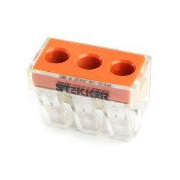 Клемма монтажная 3-проводная STEKKER  для 1-жильного проводника, LD773-173 арт.39869