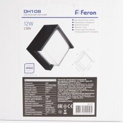 Светильник уличный светодиодный Feron DH108, 12W, 720Lm, 4000K, черный