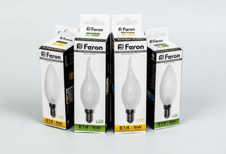 Лампа светодиодная Feron LB-59 Свеча на ветру E14 5W 2700K арт.25649