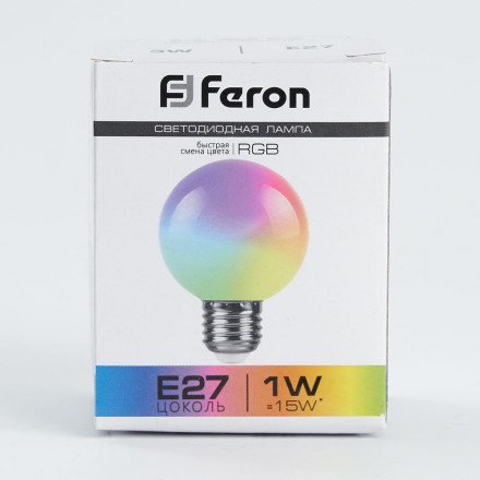 Лампа светодиодная Feron LB-37 Шарик матовый E27 1W RGB быстрая смена цвета арт.38126