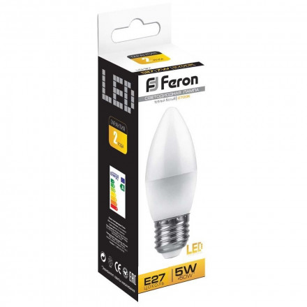 Лампа светодиодная Feron LB-72 Свеча E27 5W 2700K
