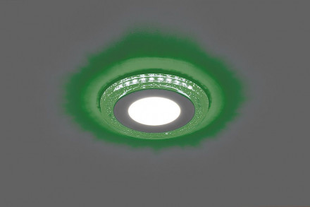 Светодиодный светильник Feron AL2330 встраиваемый 6W 4000K с зеленой подсветкой, белый
