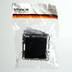 Выключатель 1-клавишный (механизм), STEKKER, PSW10-9103-03, 250В, 10А, серия Эрна, черный арт.49148
