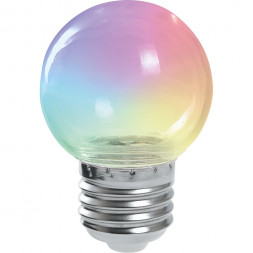 Лампа светодиодная Feron LB-37 Шарик прозрачный E27 1W RGB плавная смена цвета арт.38132
