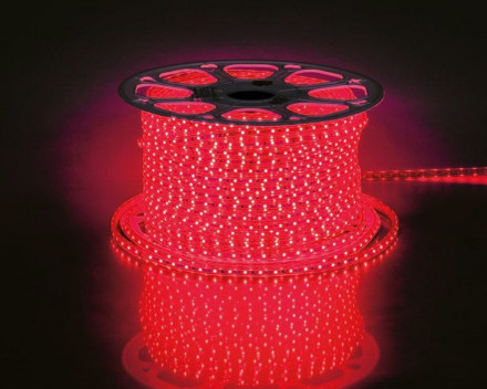 Cветодиодная LED лента Feron LS704, 60SMD(2835)/м 4.4Вт/м  100м IP65 220V красный арт.26239