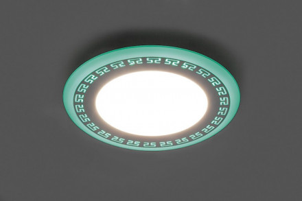 Светодиодный светильник Feron AL2440 встраиваемый 6W 4000K с зеленой подсветкой, белый