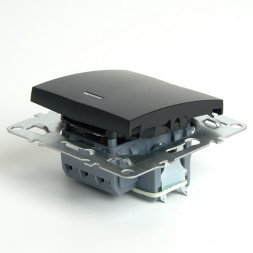 Выключатель 1-клавишный c индикатором (механизм), STEKKER, PSW10-9101-03, 250В, 10А, серия Эрна, черный арт.49146
