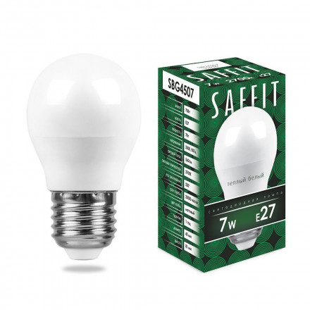 Лампа светодиодная SAFFIT SBG4507 Шарик E27 7W 2700K арт.55036