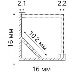 Профиль алюминиевый угловой квадратный, серебро, CAB281 арт.10300