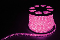 Дюралайт (световая нить) со светодиодами, 3W 50м 230V 72LED/м 11х17мм, розовый, LED-F3W арт.26336