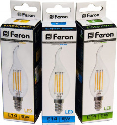 Лампа светодиодная Feron LB-59 Свеча на ветру E14 5W 2700K
