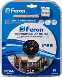 Cветодиодная LED лента Feron LS607, готовый комплект 5м 60SMD(5050)/м 14.4Вт/м IP65 12V 6500К,ДЕМО-УПАКОВКА