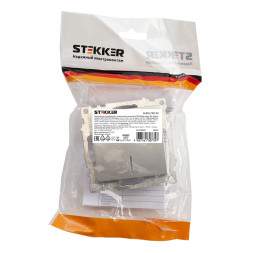 Выключатель 1-клавишный c индикатором (механизм) STEKKER GLS10-7101-03, 250В, 10А, серия Катрин, серебро арт.39577