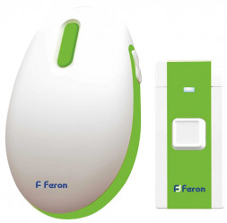 Звонок дверной беспроводной Feron E-375 Электрический 36 мелодии белый зеленый с питанием от батареек арт.23688