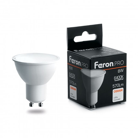 Лампа светодиодная Feron.PRO LB-1608 GU10 8W 6400K арт.38094
