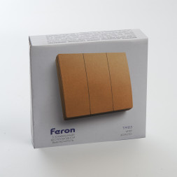 Выключатель беспроводной FERON TM83, 230V, 500W, трехклавишный, золото арт.41727