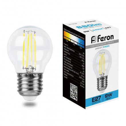 Лампа светодиодная Feron LB-509 Шарик E27 9W 6400K арт.38224