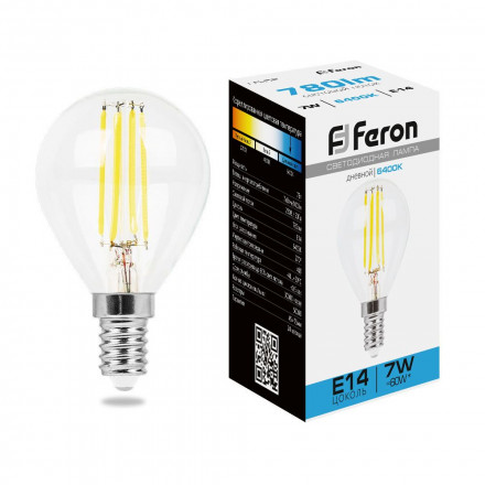 Лампа светодиодная Feron LB-52 Шарик E14 7W 6400K арт.38221