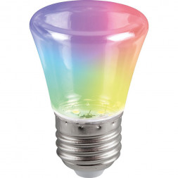 Лампа светодиодная Feron LB-372 Колокольчик прозрачный E27 1W RGB быстрая смена цвета арт.38131