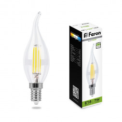 Лампа светодиодная диммируемая Feron LB-167 Свеча на ветру E14 7W 4000K арт.25873