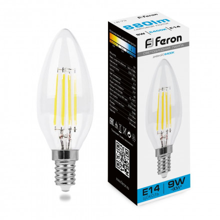 Лампа светодиодная Feron LB-73 Свеча E14 9W 6400K арт.38229