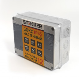 Бокс настенный STEKKER EBX50-1/12-65 12 модулей, пластик, IP65 арт.39191