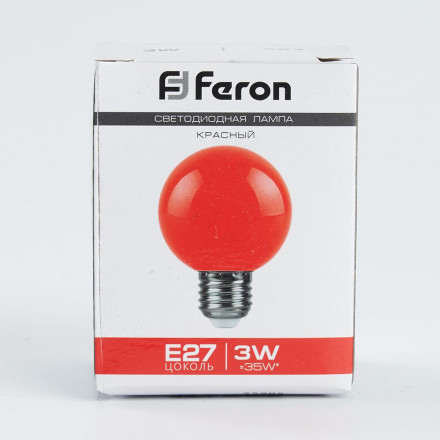 Лампа светодиодная Feron LB-371 Шар E27 3W красный арт.25905