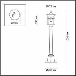 Уличный светильник 103 см ODEON LIGHT 4044/1F VIRTA E27 60W 220V IP44 коричневый/патина
