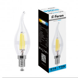 Лампа светодиодная Feron LB-714 Свеча на ветру E14 11W 6400K арт.38237