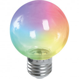 Лампа светодиодная Feron LB-371 Шар прозрачный E27 3W RGB плавная смена цвета