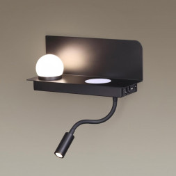 4202/6WL HIGHTECH ODL20 226 черный/металл Настенный свет-к с USB и беспр зарядкой LED 6W SMART SHELF
