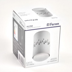 Светильник потолочный Feron HL350 12W, 230V, GX53 и подсветка 4000K, белый