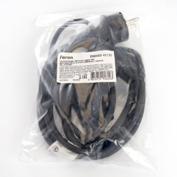 Сетевой шнур для гирлянд 3м, 2*0,5мм2, IP44, черный, DM403 арт.48190