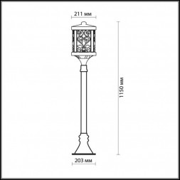 Уличный светильник 150 см ODEON LIGHT 2286/1A LAGRA E27 100W 220V IP44 коричневая патина