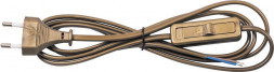 Сетевой шнур с выключателем, 230V 1,9м золото, KF-HK-1 арт.23051