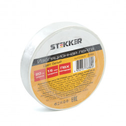 Изоляционная лента STEKKER INTP01315-20 0,13*15 мм. 20 м. белая арт.39904