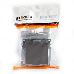 Выключатель 1-клавишный (механизм), STEKKER GLS10-7103-04, 250V, 10А, серия Катрин, шоколад арт.49020