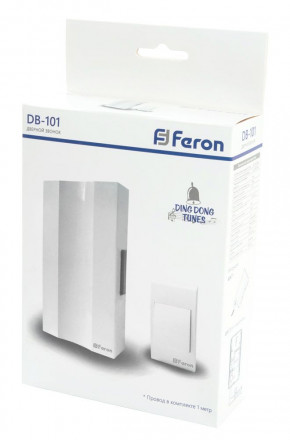 Звонок с кнопкой проводной Feron DB-101 электромеханический белый 230V арт.41504