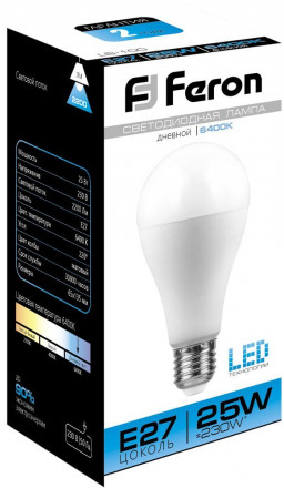 Лампа светодиодная Feron LB-100 Шар E27 25W 6400K арт.25792