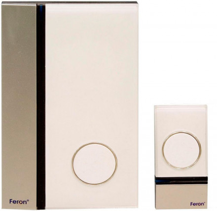 Звонок дверной беспроводной Feron W-628 Электрический 32 мелодии белый серебро с питанием от батареек